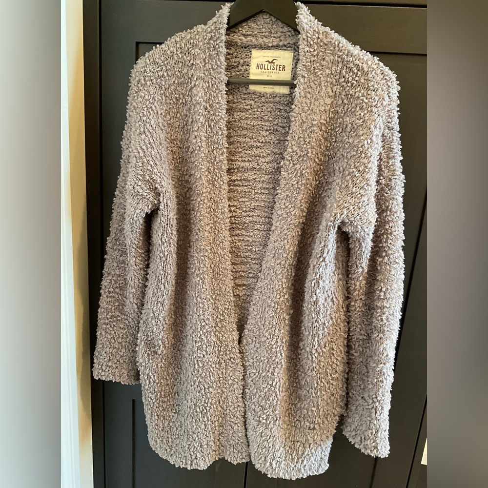 🤎 💫 Hollister Taupe Open Front Cardigan Sweater M Minimalist Timeless EUC